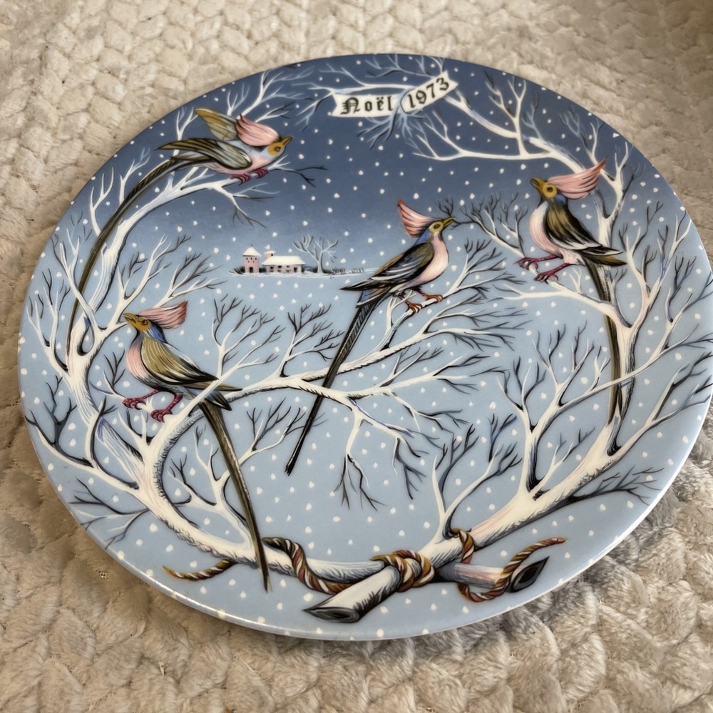 Haviland Limoges 12 Days of‎ Christmas Four Coly Birds Plate #4 Noel 1973 France